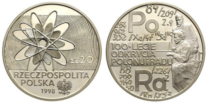 20 zł Odkrycie Polonu i Radu 1998
