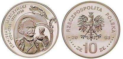 10 zł Stanisław Leszczyński popiersie 2003