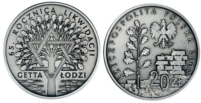 20 zł 65  rocznica likwidacji getta w Łodzi 2009