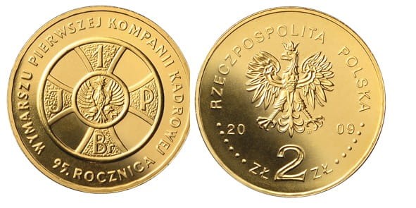 2 zł 95 rocznica wymarszu Pierwszej Kompanii Kadrowej 2009