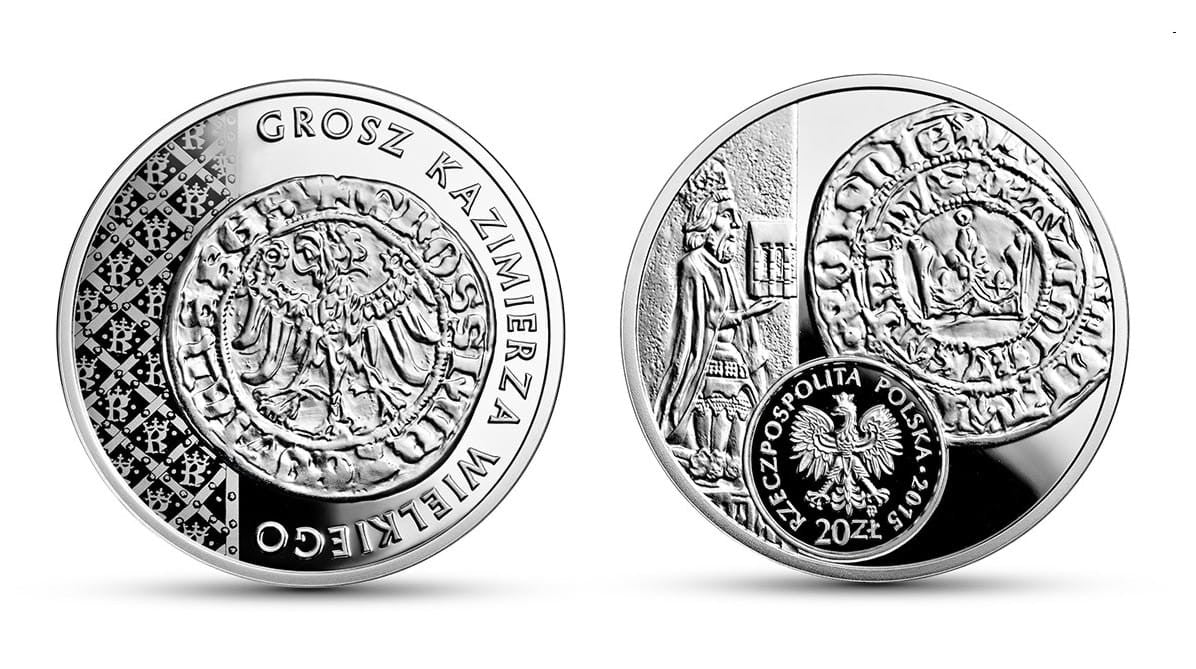 20 zł Historia Monety Polskiej – grosz Kazimierza Wielkiego  2015