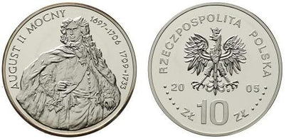 10 zł August II Mocny półpostać 2005