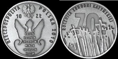10 zł 70 rocznica zbrodni katyńskiej 2010