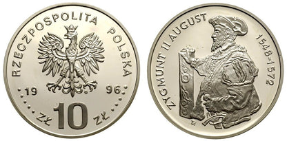 10 zł Zygmunt II August półpostać 1996