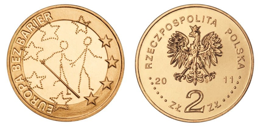 2 zł Europa bez barier – 100-lecie Towarzystwa Opieki nad Ociemniałymi 2011